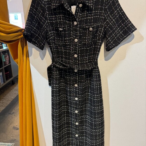 Sugarlips Black Tweed Button Down Dress - Picture 3 of 3